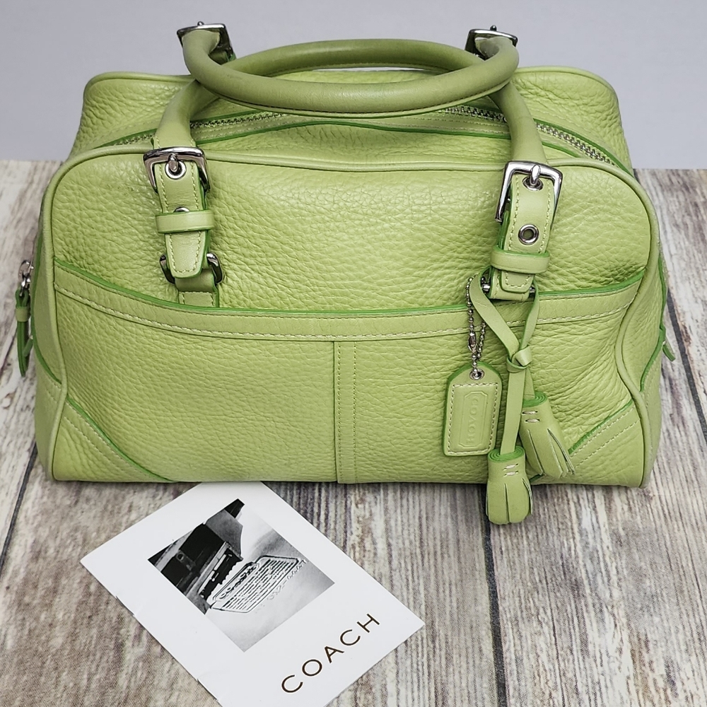 Coach Legacy Lime Green Pebbled Satchel